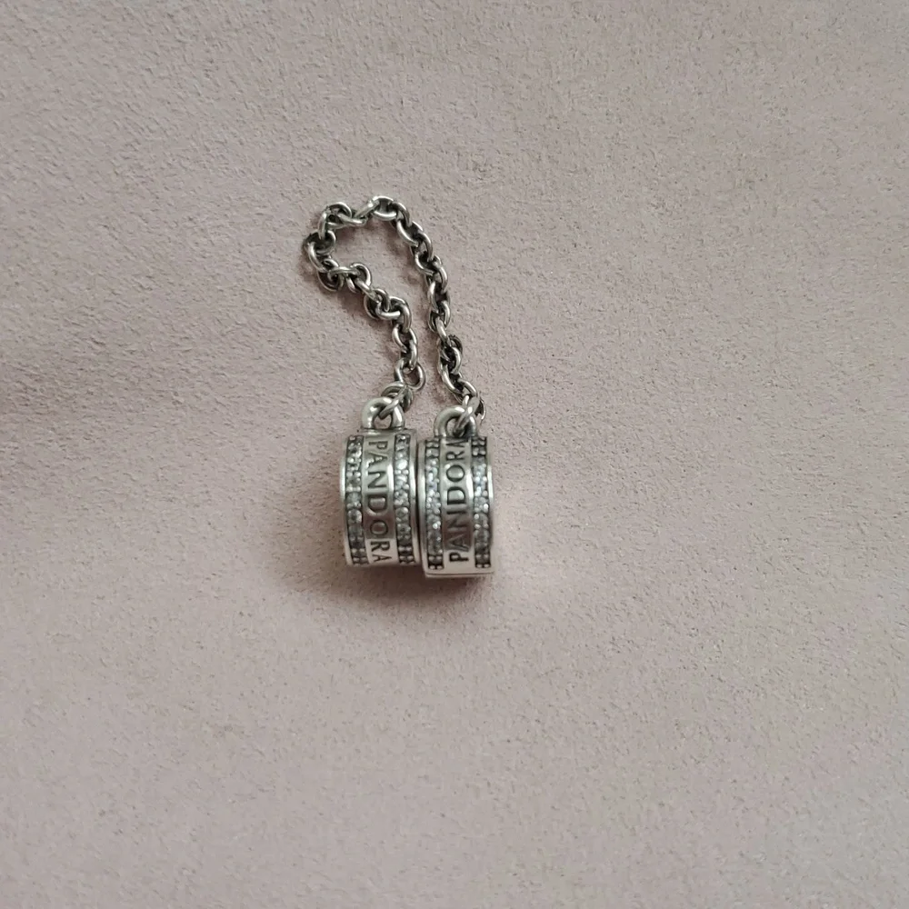 Pandora Logo Silver Safety Chain Charm - Picture 4 of 5